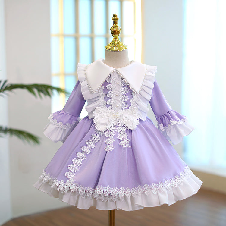 Baby Girl Princess Dress Lolita Doll Collar Lace Puffy Birthday Party Dress