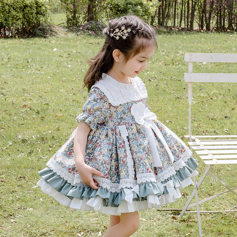 Baby Girl and Toddler Summer Lolita Lace Floral Girl Princess Puffy Party Dress