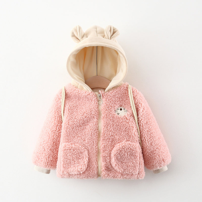 Cute Baby Girls Bunny Bag Warm Winter Jacket