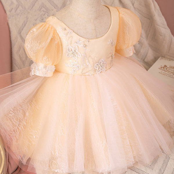 Baby Girl Dress Toddler Ball Gowns Princess Party Dress Lovely Lace Bow Fluffy Flower Girl Dress