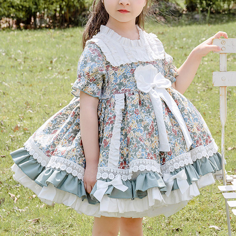 Baby Girl and Toddler Summer Lolita Lace Floral Girl Princess Puffy Party Dress