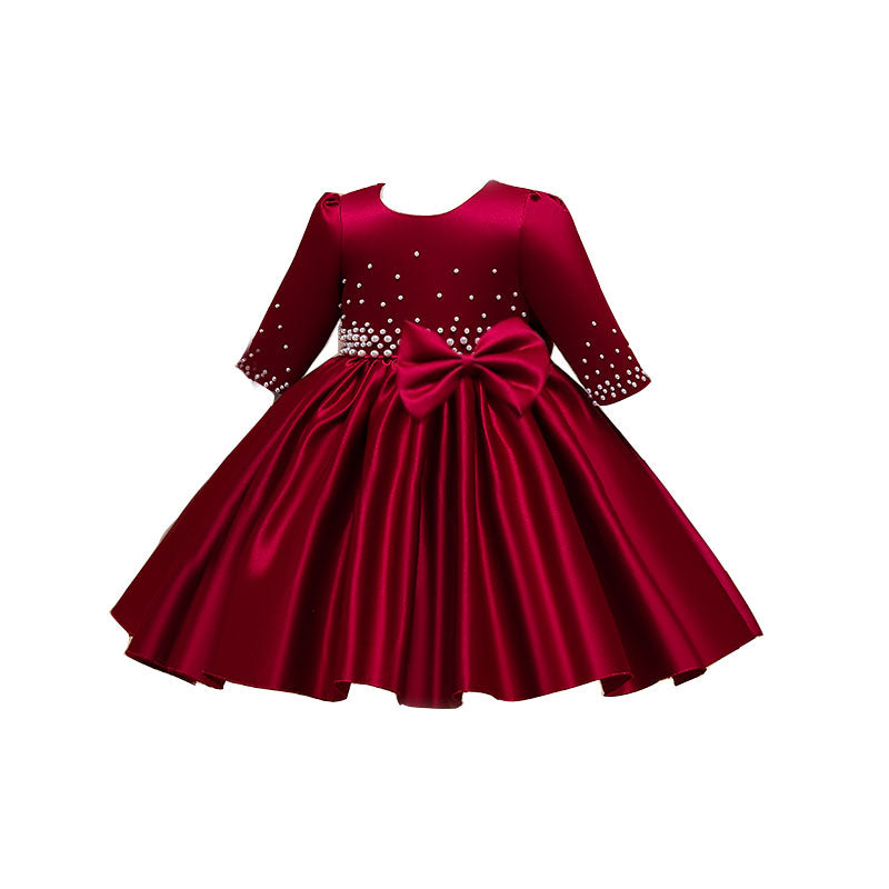 Girl Christmas Dress Baby Girl Formal Dresses Toddler Beaded Bow Weddi ...