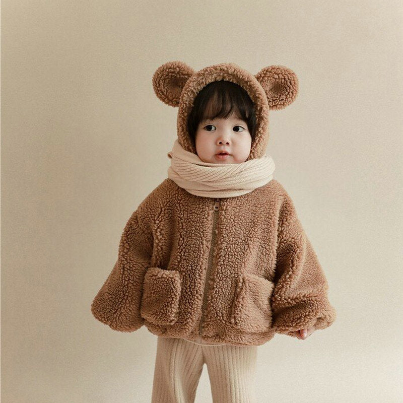 Girls' Lamb Velvet Padded Bear Coat