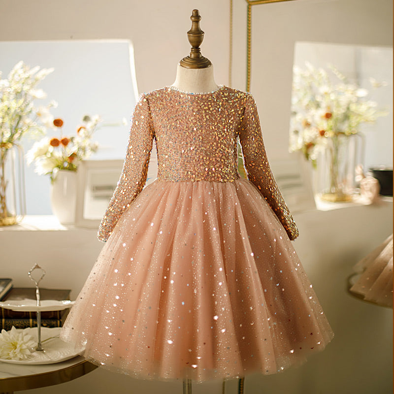 Girls Pageant Princess Dresses Baby Girl Long Sleeve Sequin Bow Party Dresses, Pink / 1-2 Years (90cm) Girls Pageant Princess Dresses Baby Girl Long Sleeve Sequin Bow Party Dresses, Pink / 1-2 Years (90cm)