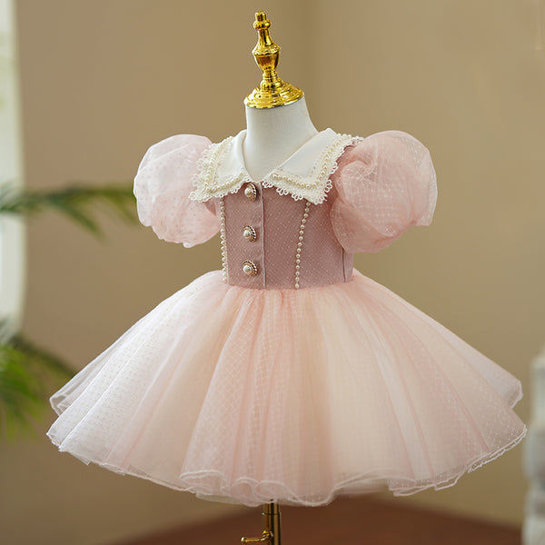 Baby Girl Birthday Party Dress Pink Cute Pageant Princess Dress