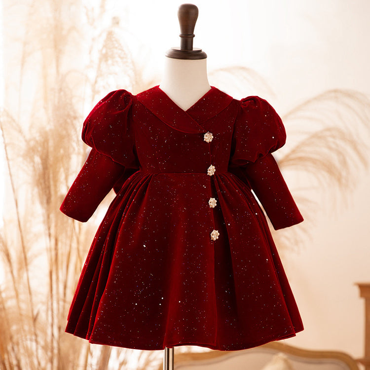 Baby Girl Red Cake Birthday Princess Dress
