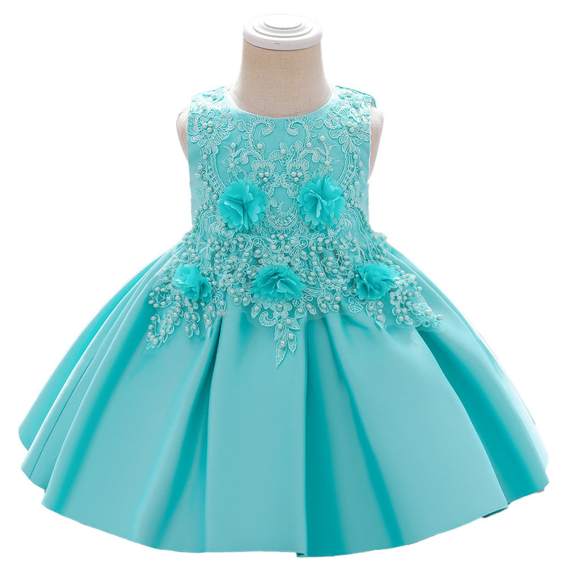 Baby Girl Birthday Party Dress Easter Dress Toddler Embroidered Texture Sleeveless Princess Dress