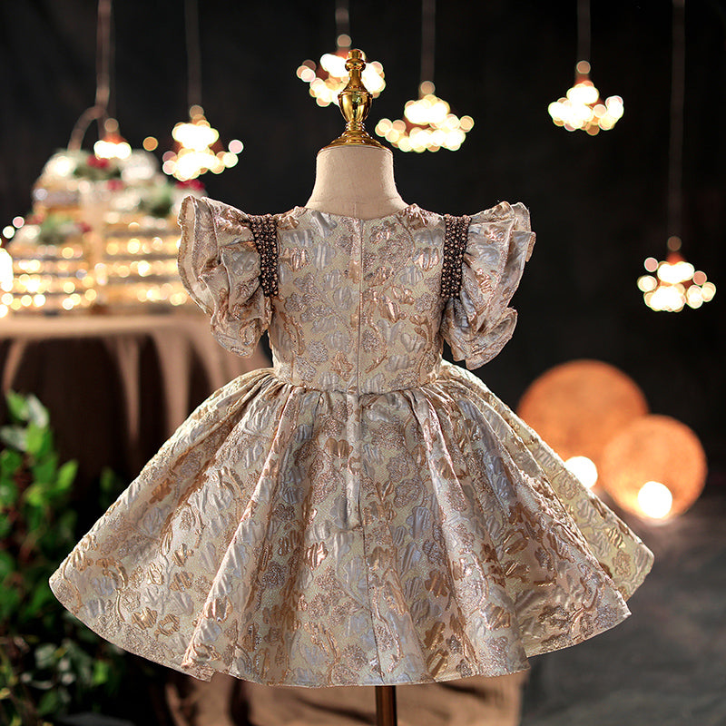 Girls Pageant Dresses Baby Girl Vintage Sequined Bow Puffy Cake Princess Dress