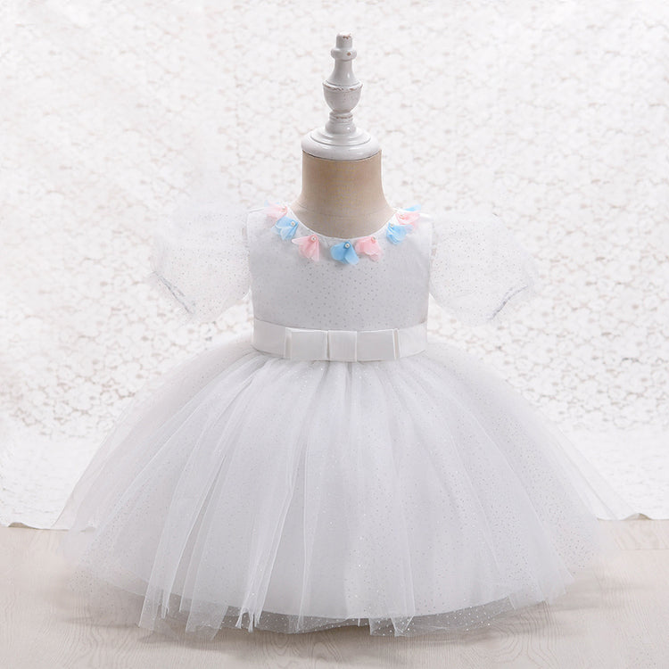 Baby Girls Prom Dress Toddler Cute Mesh Bow Princess Pageant Dress