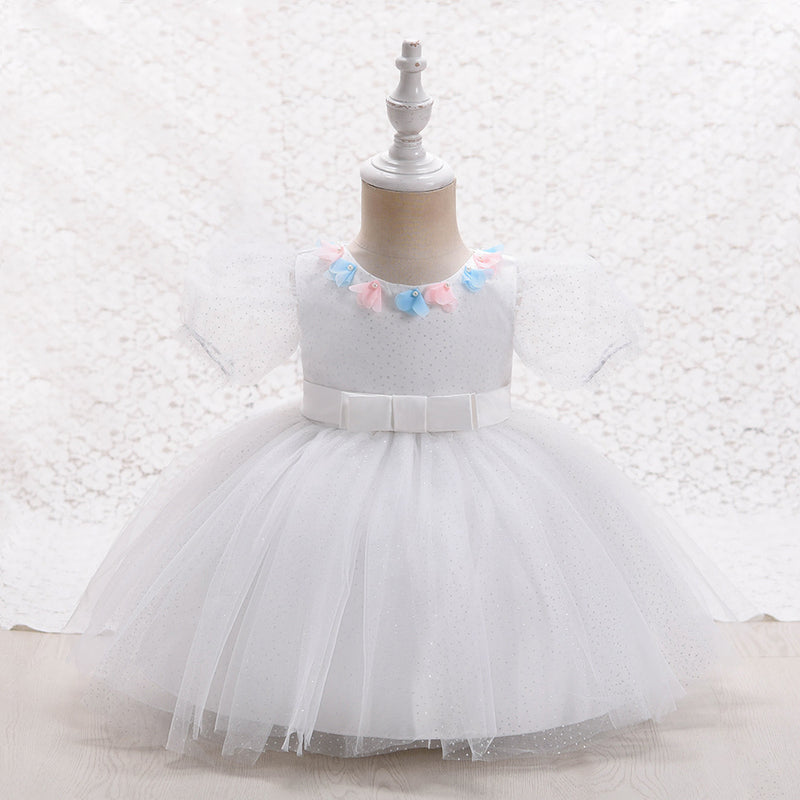 Baby Girls Prom Dress Toddler Cute Mesh Bow Princess Pageant Dress