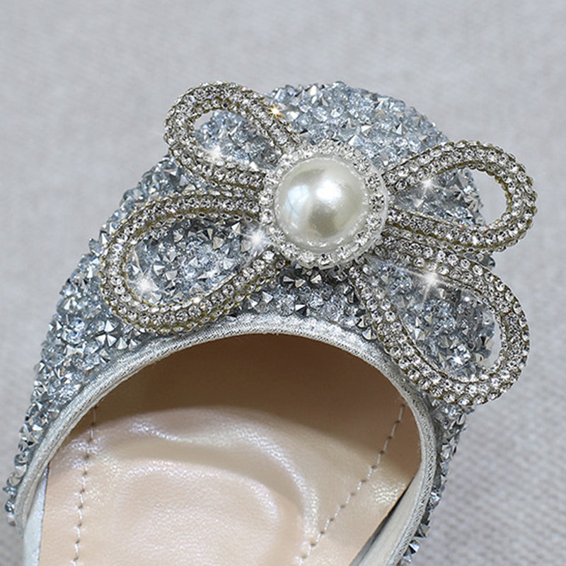 Girl Cute Bowknot Rhinestone Sequined Shoes