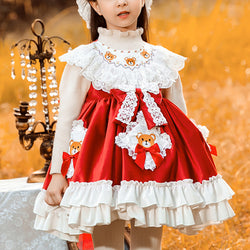 Baby Girl Dress Toddler Cute Christmas Cartoon Embroidery Fluffy Princess Dress