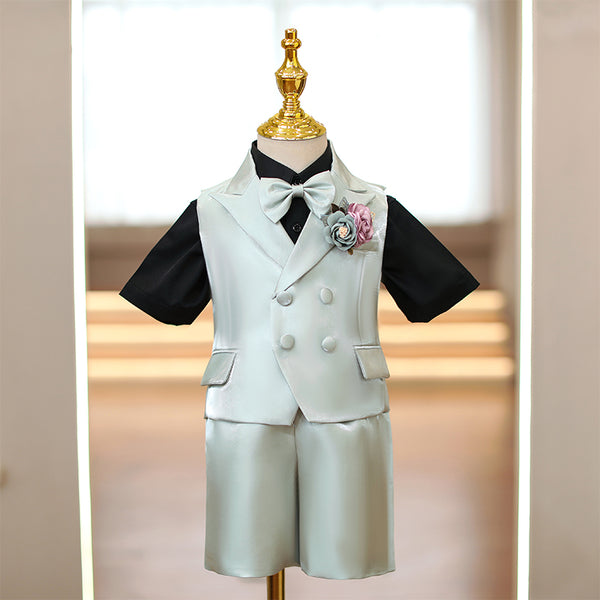 Boy Wedding Birthday Costume Vest Suit Set