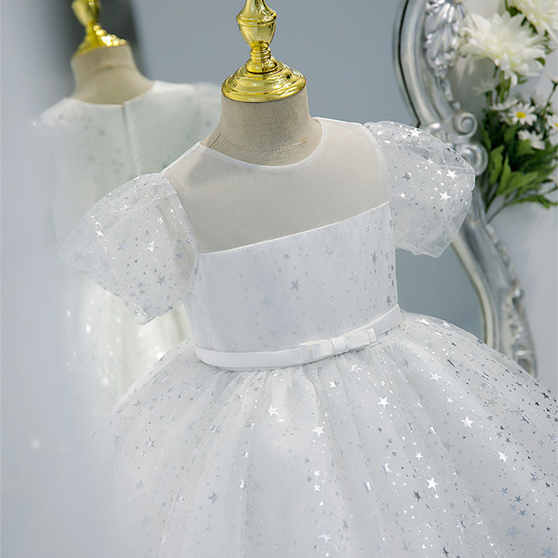 Baby Girl Summer Stars Sequins Fluffy Cake Princess Dress