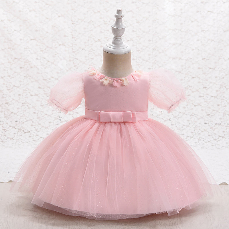 Baby Girls Prom Dress Toddler Cute Mesh Bow Princess Pageant Dress