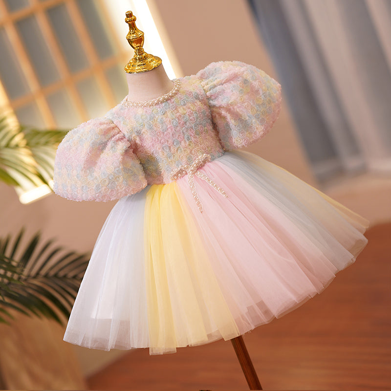 Girl Christmas Dress Baby Girl Birthday Party Dress Toddler Summer Rainbow Pink Cake Princess Dress Girls Pageant Dresses