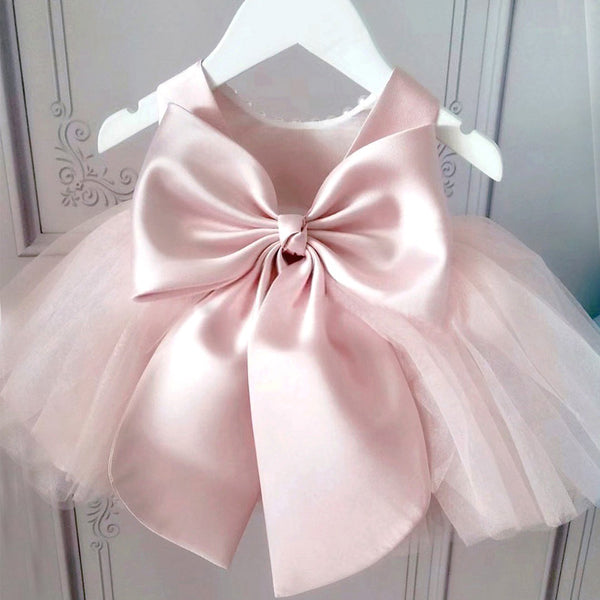 Baby Girl Birthday Party Dress Back Bow Puffy Sleeveless Princess Dress