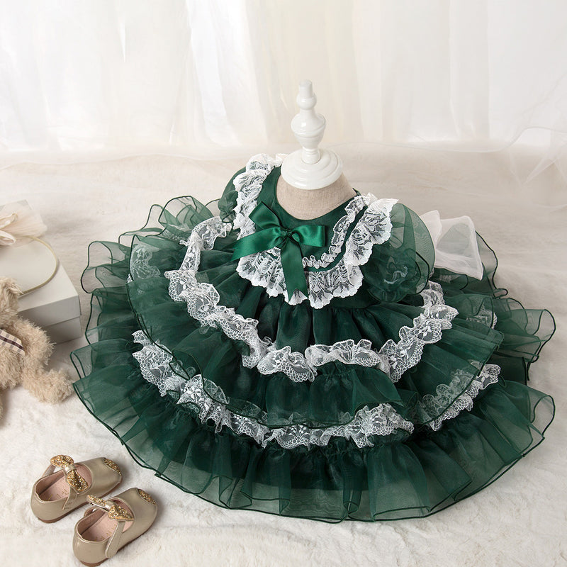 Baby Girl Summer Princess Party Dress Flowers Puffy Birthday Cake Dress