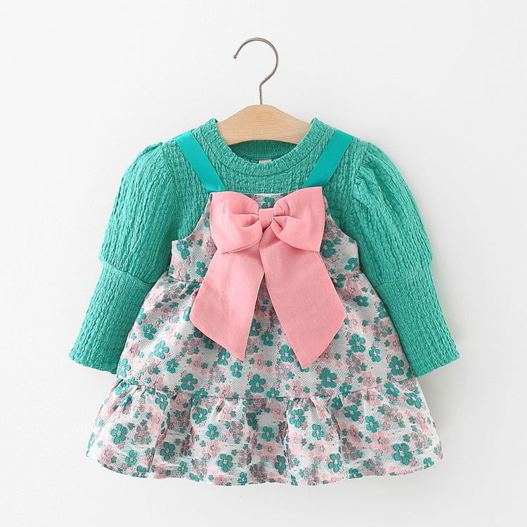 Cute Baby Girl Bow Floral Dress