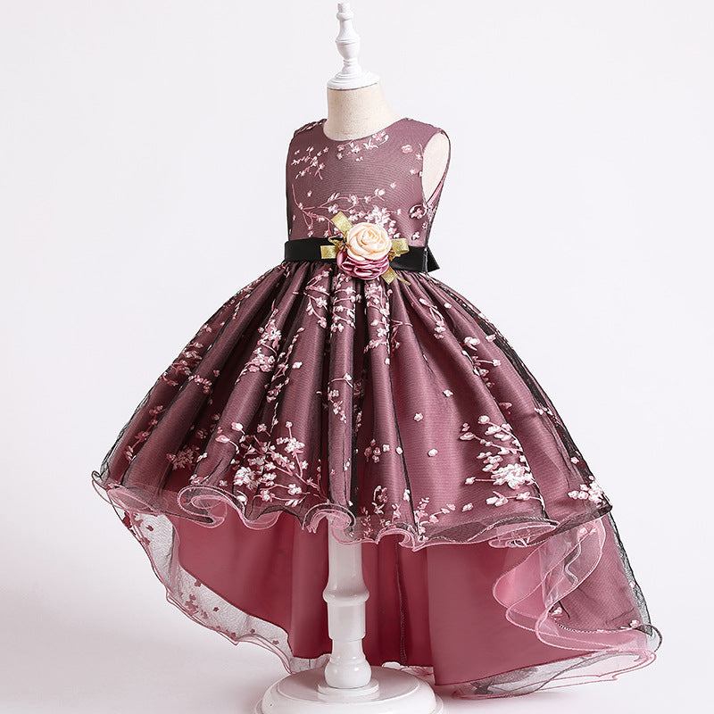 Printed Trailing Mesh Princess Dress