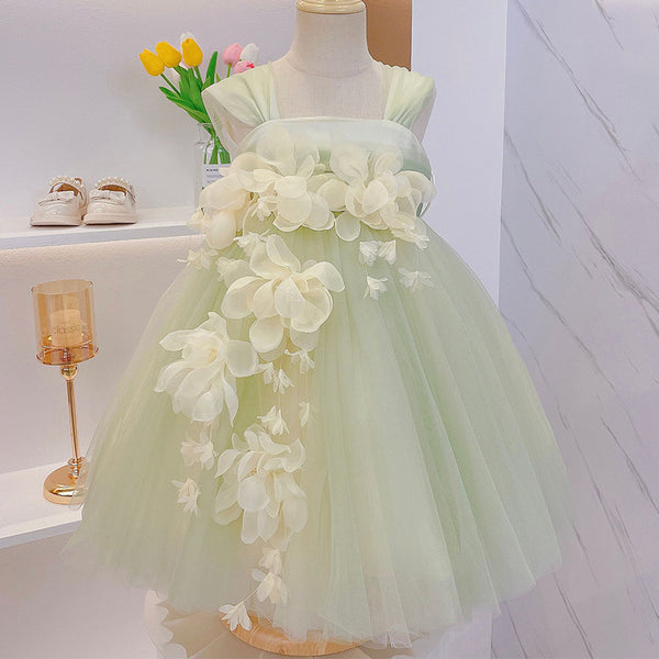 Flower Girl Dress Baby Girl Cute Green Fluffy Pageant Princess Dresses