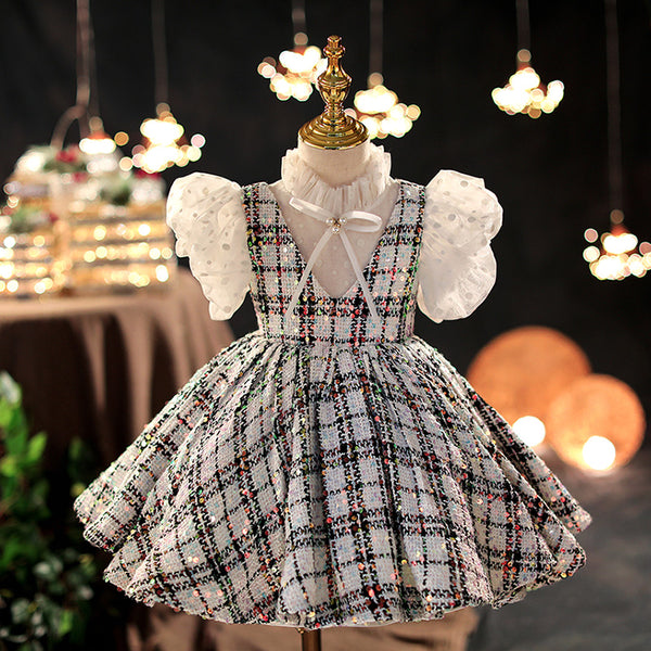 Baby Girl Formal Party Dresses Girl Summer Vintage Sweet Sequin Princess Dress