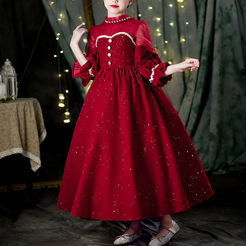 Winter Girls Long Sleeve Dinner Princess Dress