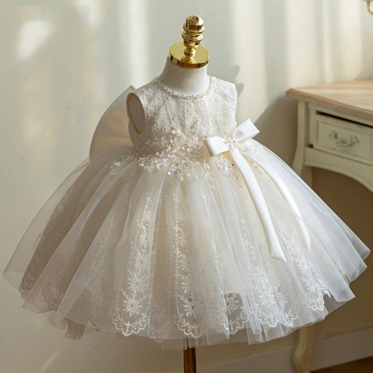 Baptism Dresses Baby Girl Pageant Princess Dress Toddler Summer Sleeveless Lace Birthday Party Dresses