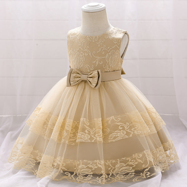 Baby Girl Birthday Party Dresses Toddler Summer Sleeveless Cute Fluffy Lace Formal Princess Dresses