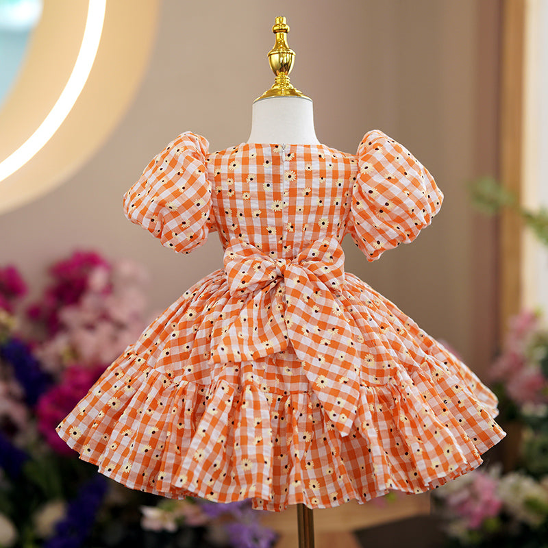 Baby Girl Dress Toddler Prom Summer Plaid Party Princess Dress