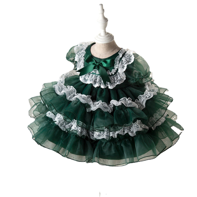 Baby Girl Summer Princess Party Dress Flowers Puffy Birthday Cake Dress