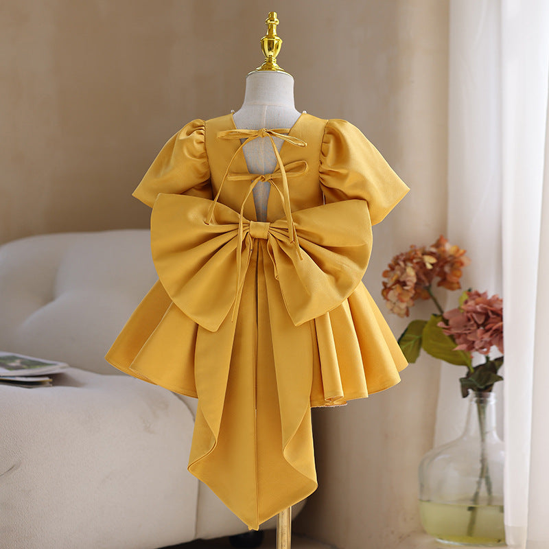 Girls Pageant Dresses - Baby Girl Dress Toddler Prom Big Bow Puffy Birthday Puff Sleeves Party Dress, Yellow / 2-3 Years (100cm) Girls Pageant Dresses - Baby Girl Dress Toddler Prom Big Bow Puffy Birthday Puff Sleeves Party Dress, Yellow / 2-3 Years (100cm)