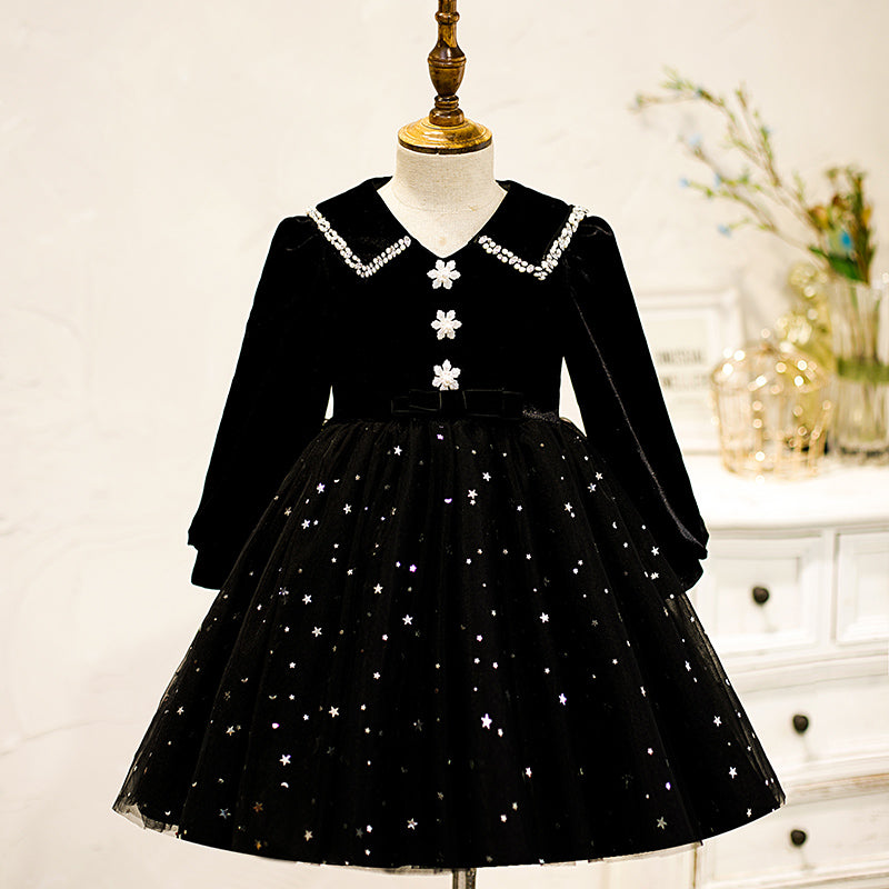 Winter Black Long Sleeve Puff Princess Dress marryshe Winter Black Long Sleeve Puff Princess Dress marryshe