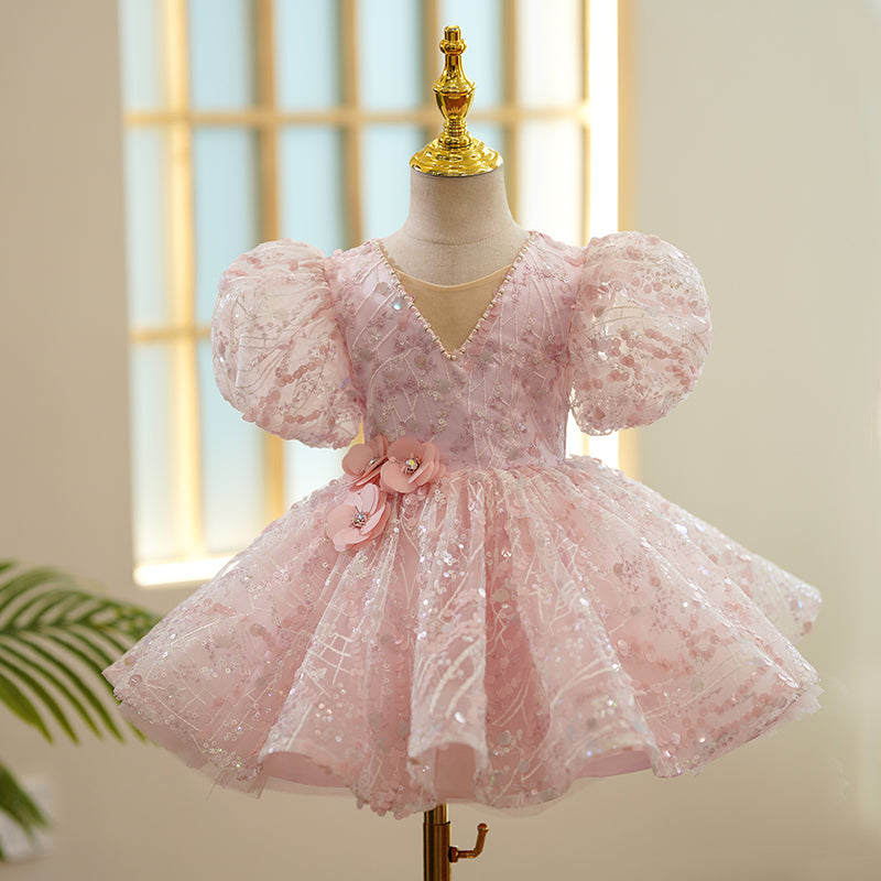 Baby Girl Birthday Party Dresses Girl Cute Sequined Puff Sleeves Formal Princess Dresses, Pink / 5-6 Years (130cm) Baby Girl Birthday Party Dresses Girl Cute Sequined Puff Sleeves Formal Princess Dresses, Pink / 5-6 Years (130cm)