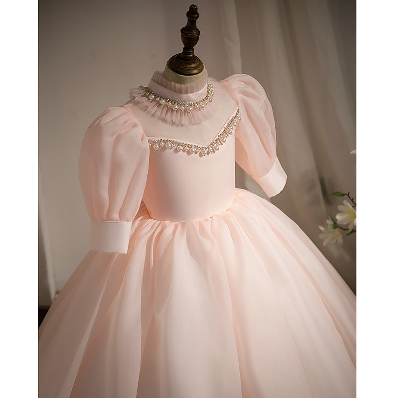 Toddler Ball Gowns Children Communion Summer Wedding Pink Puffy Birthday Party Dress