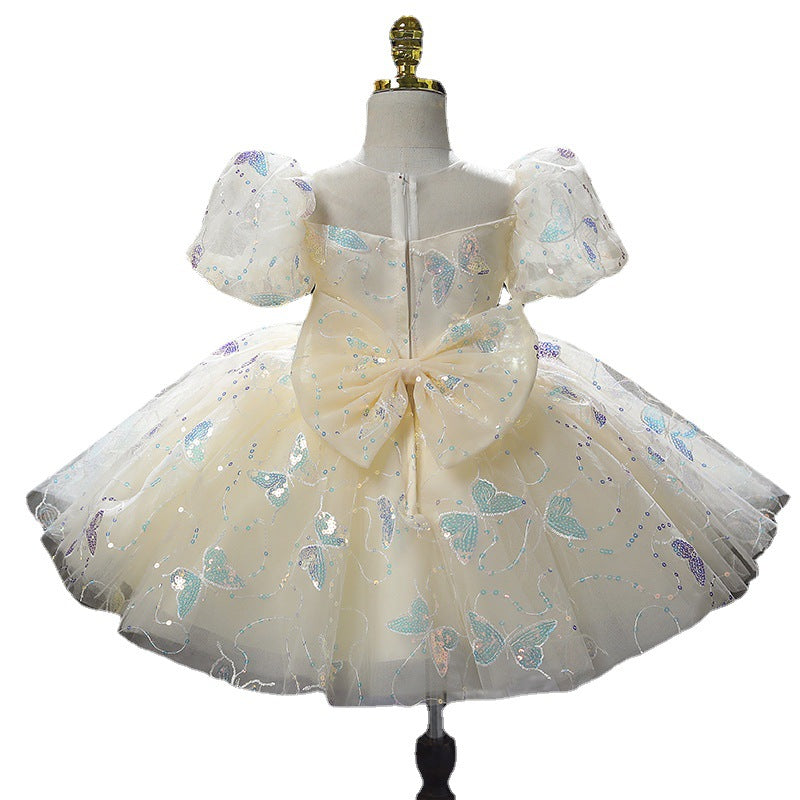 Baby Girl Pageant Princess Dresses Flowers Girl Butterfly Sequins Birthday Party Dresses