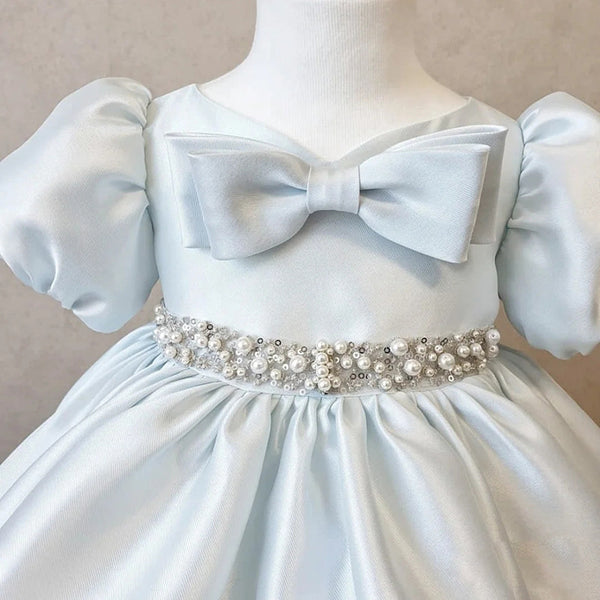 Baby Girl Princess Dress Girl Bead bow puff sleeves Puffy Birthday Party Dress