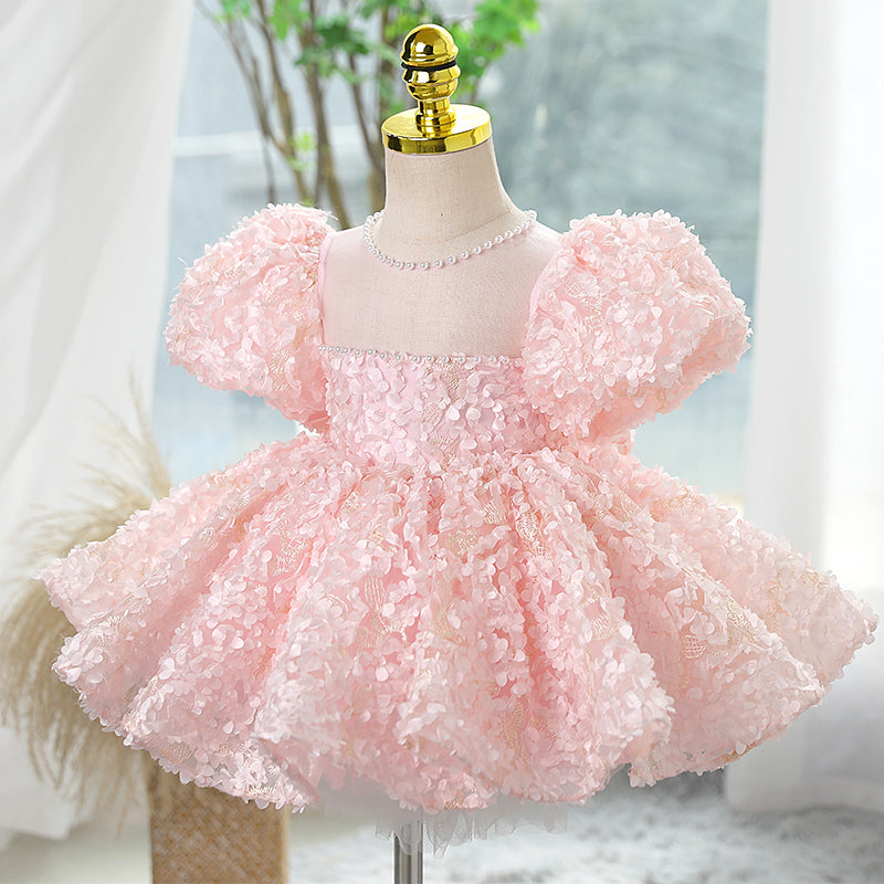 Baby Girls and Toddlers Summer Pink Petal Fluffy Birthday Party Princess Dress