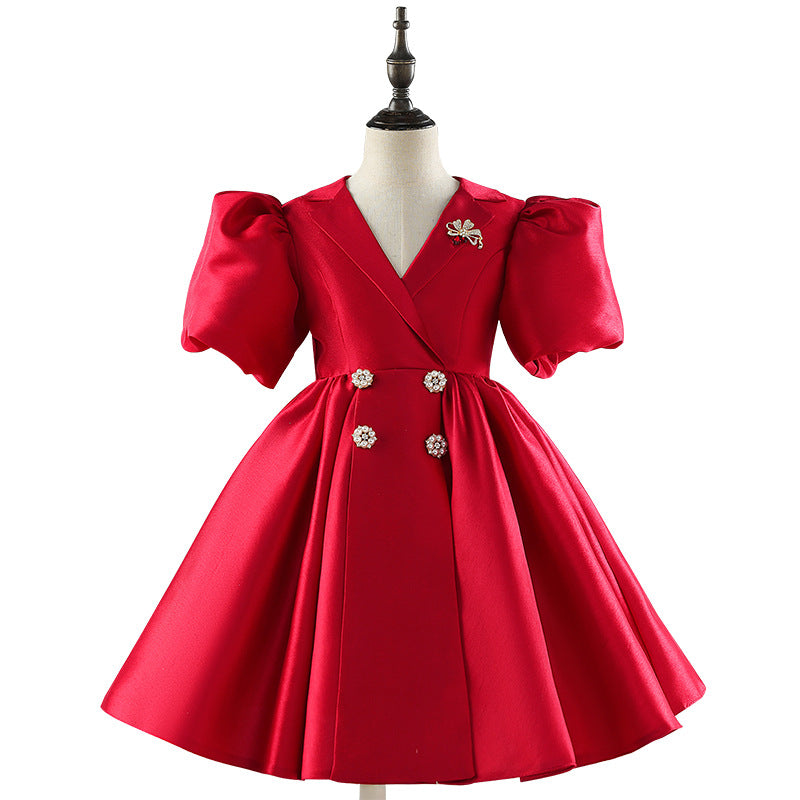 Elegant Girl Puff sleeve  Princess Dress