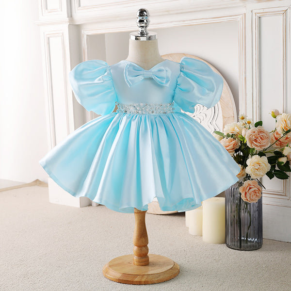 Cute girl fluffy yarn beauty pageant princess dress