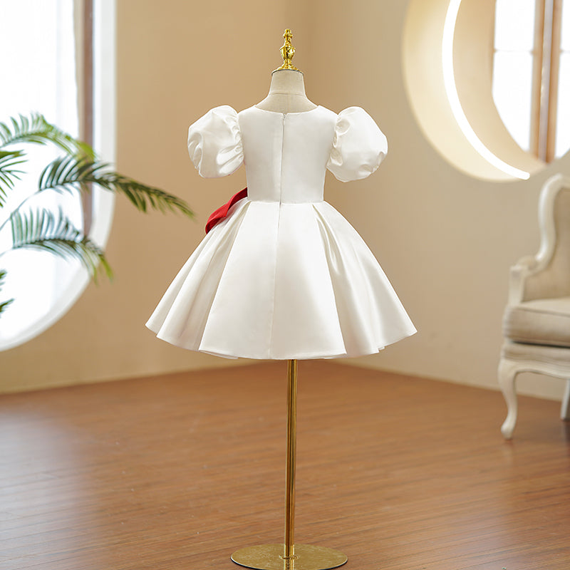 Elegant Flowers Girl Bow Birthday Party Dress