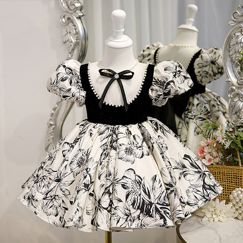 Girl Formal Dresses Easter Dress Baby Girl Summer Bow Printing Princess Dress Toddler Prom Dress