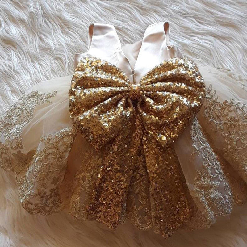 Baby Gril Birthday Party Dress Sequins Puffy Gril Dress Princess Dress Girl Formal Dresses, Gold / 2-3 Years (100cm) Baby Gril Birthday Party Dress Sequins Puffy Gril Dress Princess Dress Girl Formal Dresses, Gold / 2-3 Years (100cm)