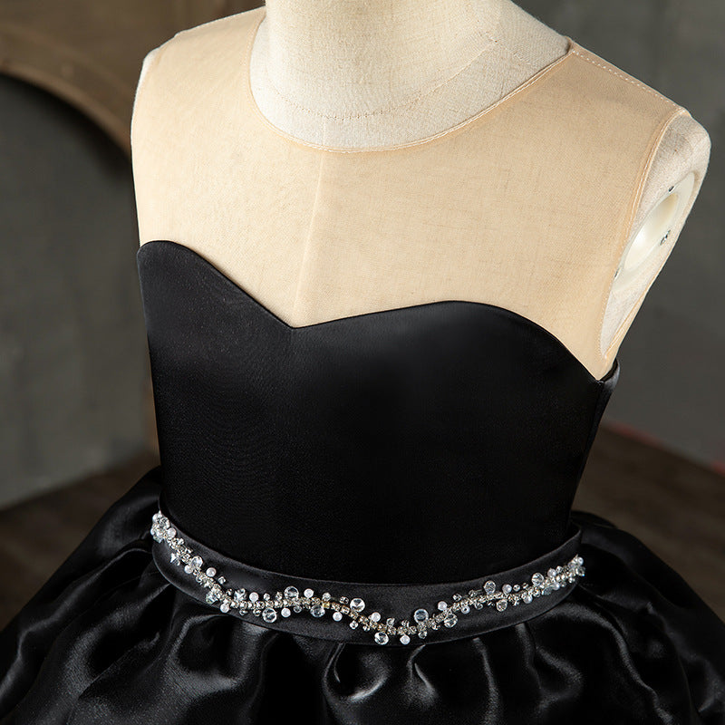 Girl Communion Dress Children Pageant Luxury Black Birthday Party Fluffy Dress, Black / 4-5 Years (120cm) Girl Communion Dress Children Pageant Luxury Black Birthday Party Fluffy Dress, Black / 4-5 Years (120cm)