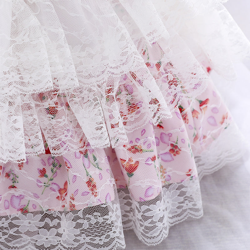 Baby Girl Birthday Party Dresses Toddler Lolita Lace Floral Formal Princess Dress