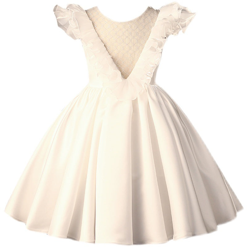 Baby Girl White Bow Christening Princess Dress