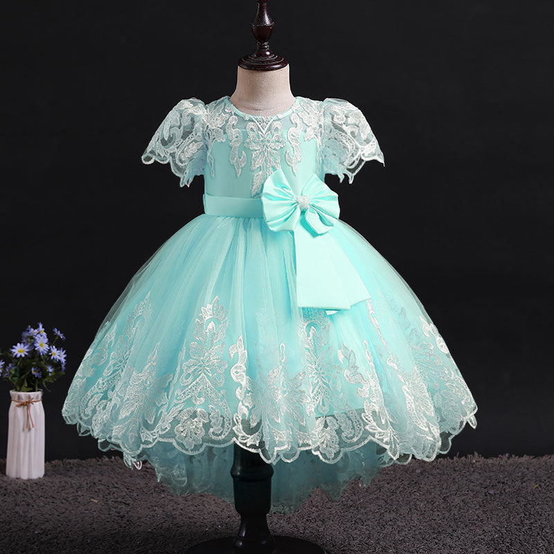 Flower Girl Dresses - Girl Christmas Dress Baby Girl Pageant Princess Dresses Easter Dress Toddler Bow Tailing Embroidered Puffy Prom Dress, Green / 4 Flower Girl Dresses - Girl Christmas Dress Baby Girl Pageant Princess Dresses Easter Dress Toddler Bow Tailing Embroidered Puffy Prom Dress, Green / 4