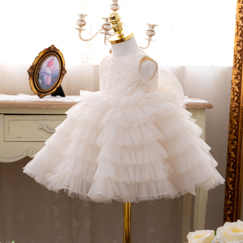 Baptism Dresses Baby Girl Formal Princess Dress Girl Bow Puffy White Flower Girl Dress Baptism Dresses Baby Girl Formal Princess Dress Girl Bow Puffy White Flower Girl Dress