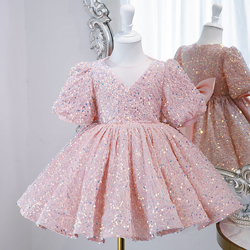Girl Formal Dresses Baby Girl Pageant Flowers Dress Toddler Sequins Cake Birthday Party Dress, Pink / 2-3 Years (100cm) Girl Formal Dresses Baby Girl Pageant Flowers Dress Toddler Sequins Cake Birthday Party Dress, Pink / 2-3 Years (100cm)