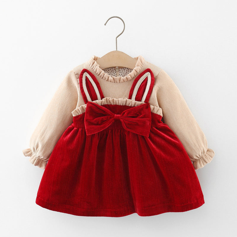 Baby Girl Long Sleeves Bow Princess Dress